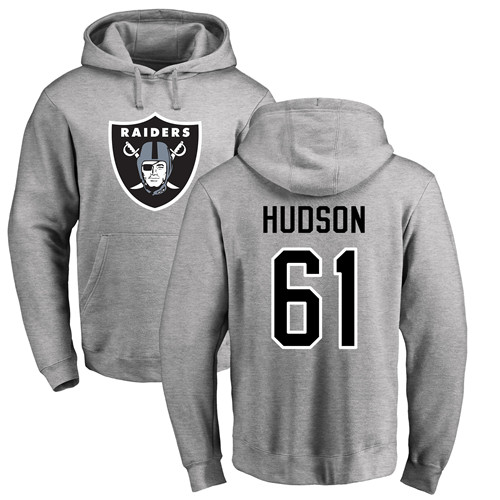 Men Oakland Raiders Ash Rodney Hudson Name and Number Logo NFL Football #61 Pullover Hoodie Sweatshirts->nfl t-shirts->Sports Accessory